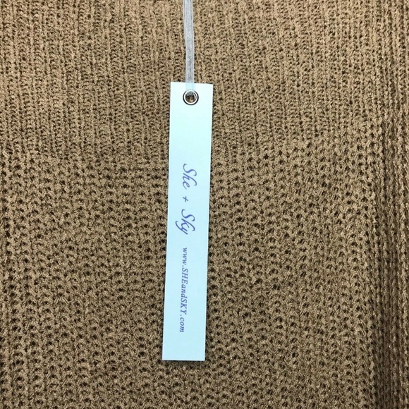 She & Sky Oversized Cold Shoulder Sweater Bow Tie Women's L - Picture 6 of 7